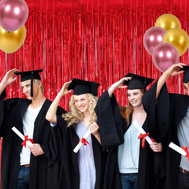 TONIFUL 3Pcs Red Metallic Tinsel Foil Fringe Curtains,3.28ft x 6.56ft Red Photo Booth Backdrop Streamer Curtain,Photo Booth Props,Ideal Bachelorette Party Supplies,Birthday, Christmas,New Year Decorations - Image 5